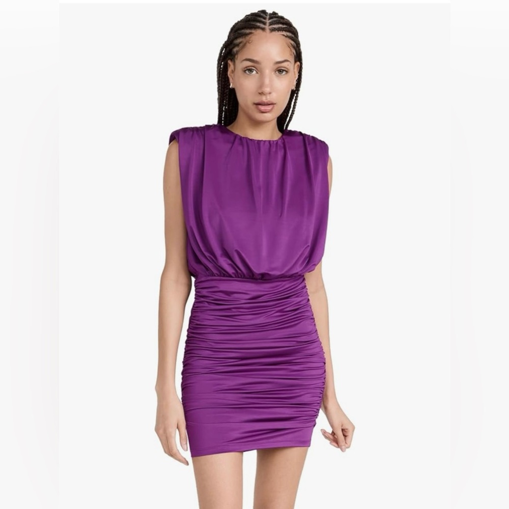 Veronica Beard Dress Ruched Bora Purple Stretchy Evening Cocktail Size 6